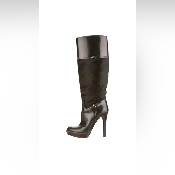 Gucci black leather and pony hair tall boot. Great condition. Size 8.5 - Picture 1 of 7